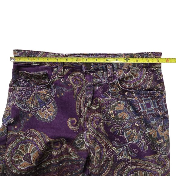 Lauren Ralph Lauren Paisley High Rise Twill Straight Ankle Jeans 8 Purple - Picture 7 of 10